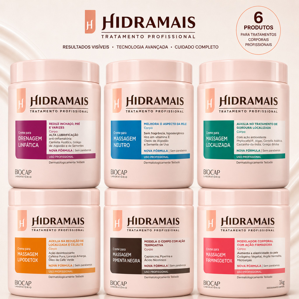 Creme Massagem Profissional Hidramais 1Kg Creme Hidratante Corporal Creme de Pele Hidramais