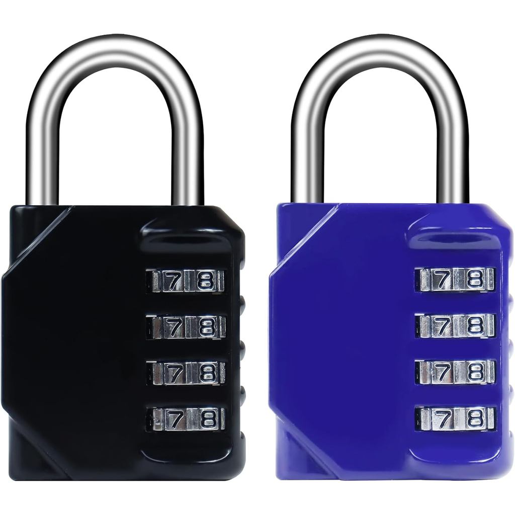 Conjunto de 2 Cadeados de Combinação de 4 Dígitos, Cadeado de Combinação Reajustável para Portão, Cadeado de Metal à Pro