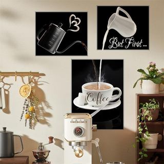 Conjunto de Adesivos de Parede com Tema de Café, Adesivos Criativos de Café para Parede, Adesivos de Vinil Autocolantes 