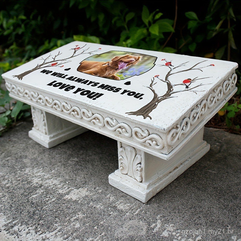 1 unidade de Banco Memorial Personalizado para Animais de Estimação Jinhuoba, Foto e Texto Personalizados, Resina ABS Du