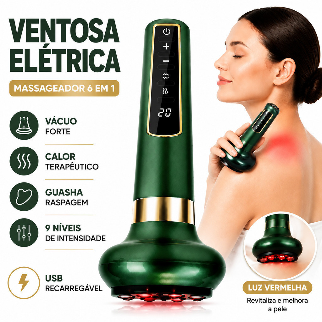 Ventosa Elétrica Massageador A Vácuo GuaSha Beleza Saúde Massagem De Raspagem De Calor