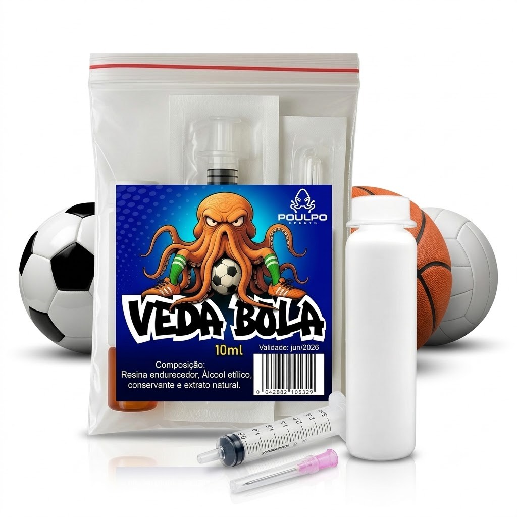 Vedabola Kit Conserto Bola Furada Poulpo Sports Futebol Vôlei Basquete Futsal