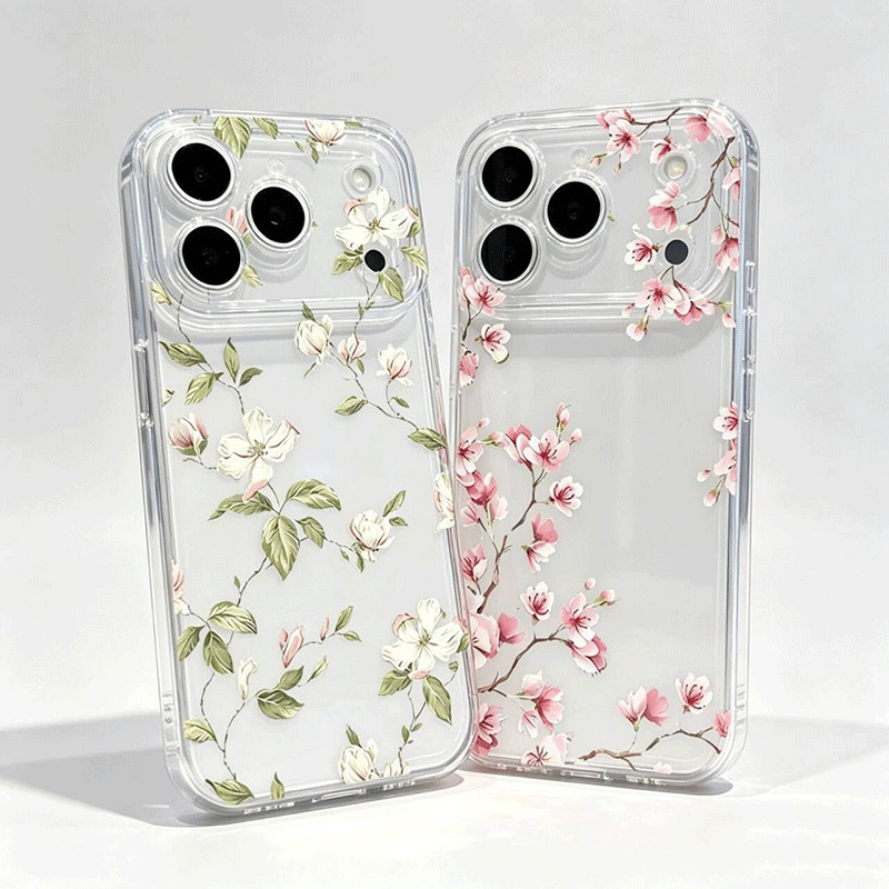 Capa Para Samsung Galaxy A57 A56 A36 A26 A17 A16 A55 A54 A07 A17 A06 A34 5G Flor Azul Rosa Lírio Floral Transparente Cai