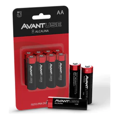 Kit 8 Pilhas Alcalinas AA 1,5V Avant Use Alta Durabilidade Longa Duração