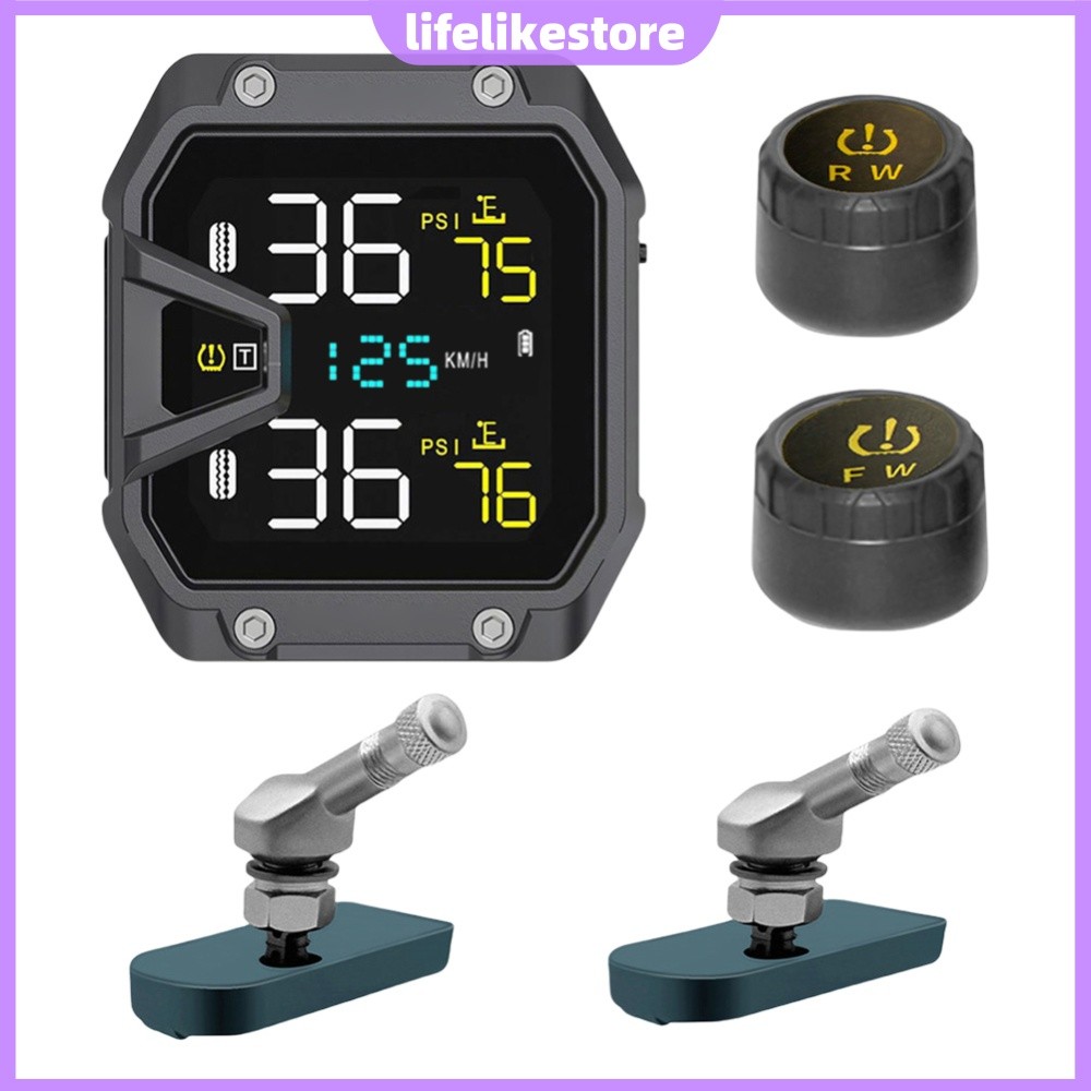 Sistema De Alarme De Monitoramento De Pressão De Pneus De Motocicleta Com 2 Sensores TPMS Digital Para Motos [lifelikest