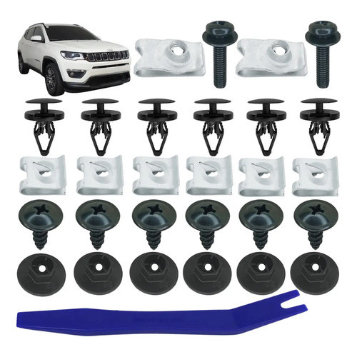 Kit 28 Grampo Presilha Parabarro Dianteiro Para Jeep Compass 2017 Até 2024 Todos — imagem 2 de 2