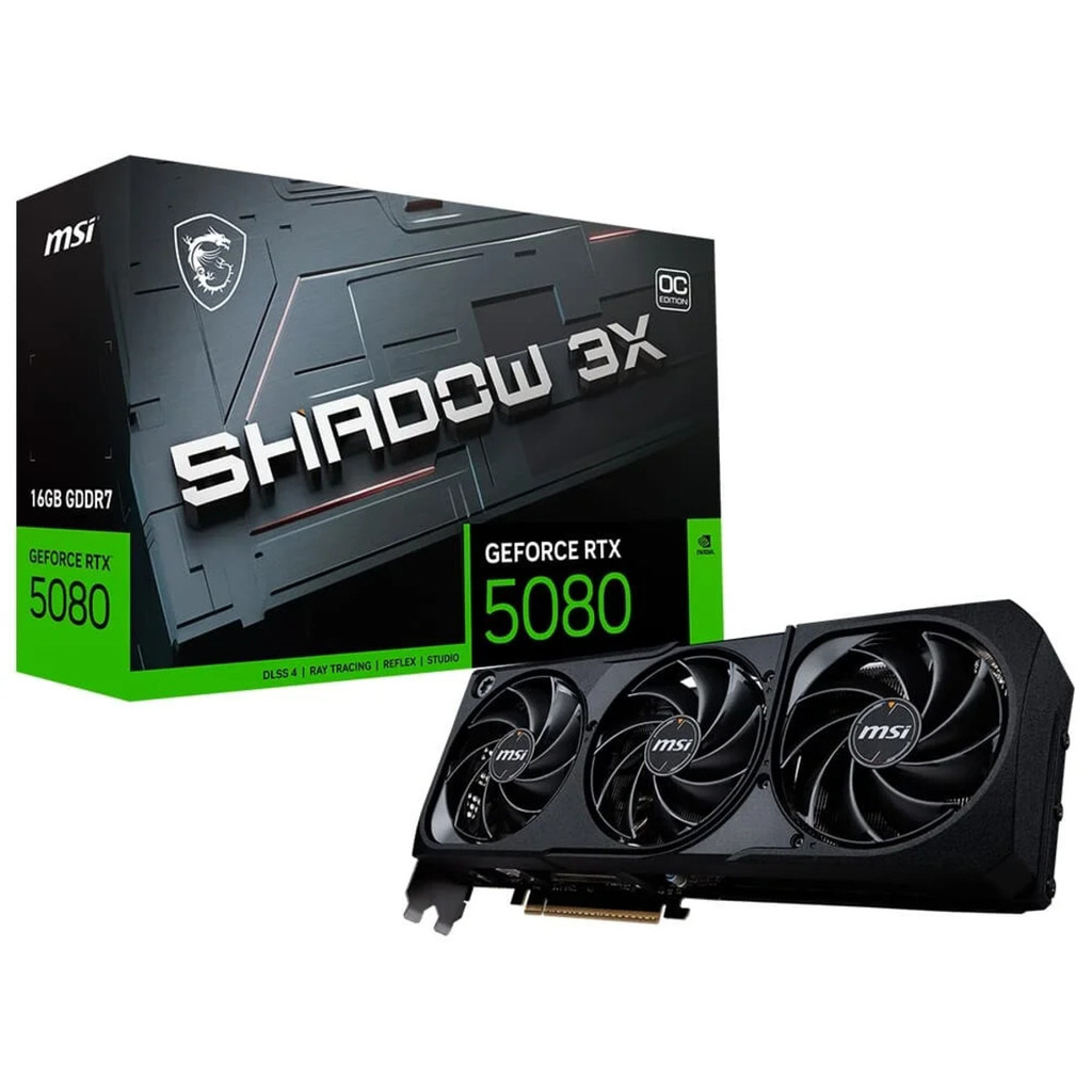 Placa de Vídeo MSI NVidia GeForce RTX 5080 16G SHADOW 3X OC, 16GB GDDR7, 256 bit