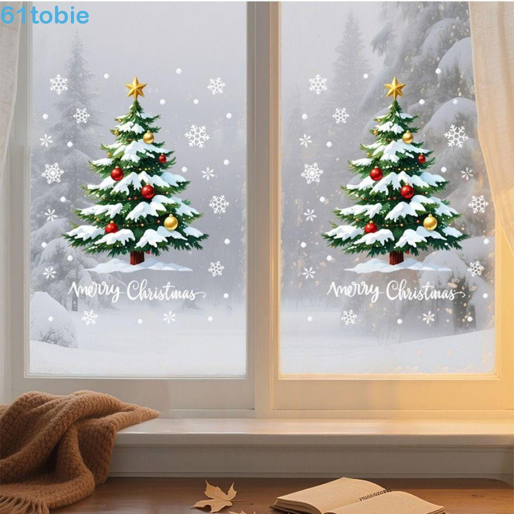 Adesivo De Janela De Natal TOBIE , Adesivos De Parede Removíveis À Prova D'água Para Árvore , Eletrostático De PVC