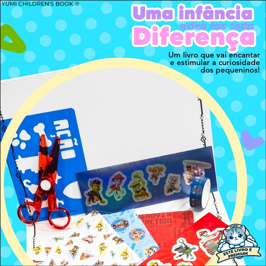 Kit Livro Infantil Patrulha Canina Scrapbook Tesoura + Adesivos + Estêncil · foto 2