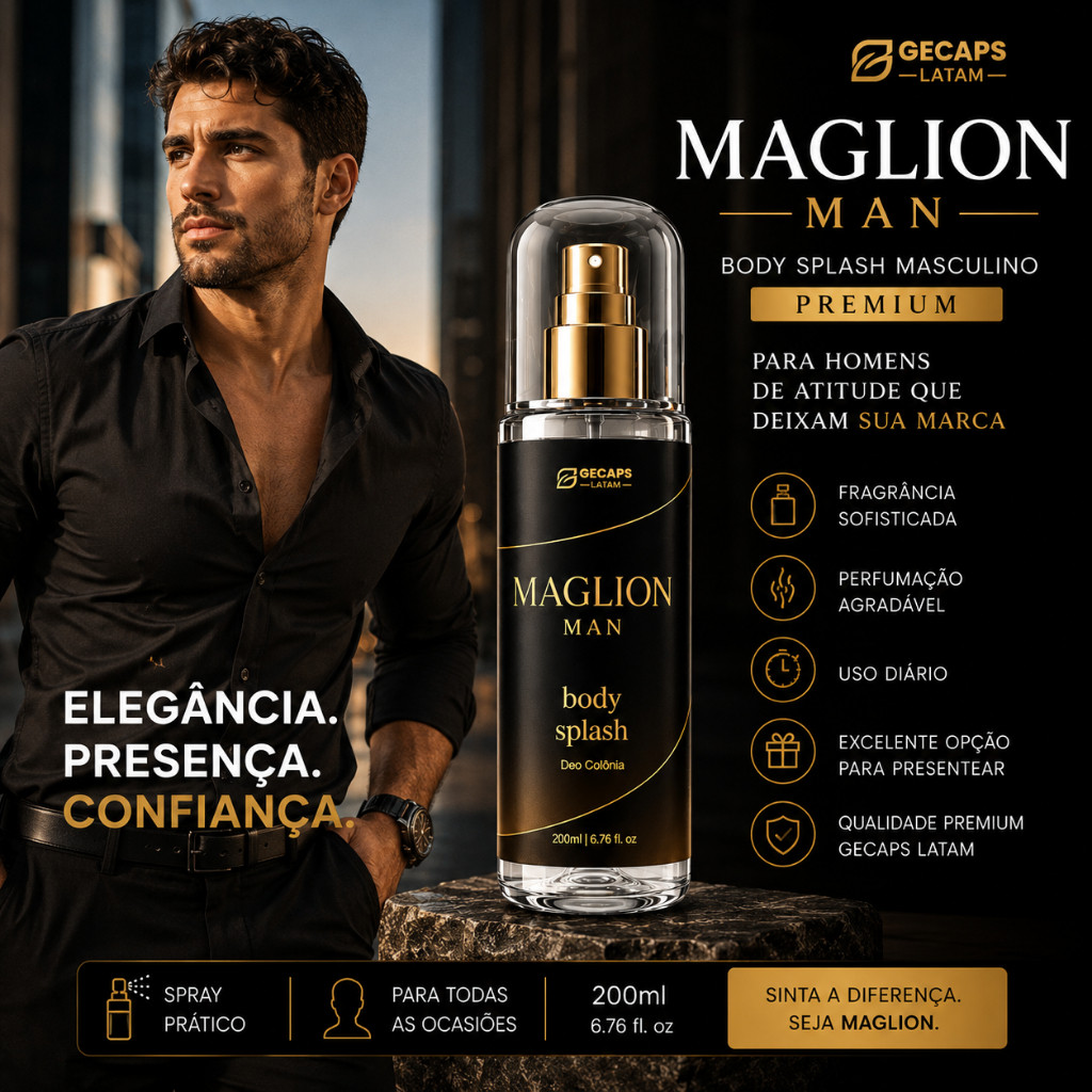 Body Splash MAGLION MAN 200ml | Deo Colônia Masculina Premium