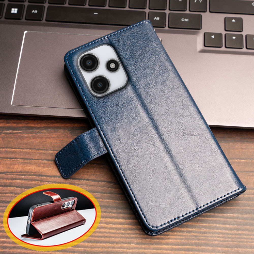 Para Xiaomi Redmi 12 Nota 12R Poco M6 Pro 5G Vintage Clássico Couro Carteira Cas