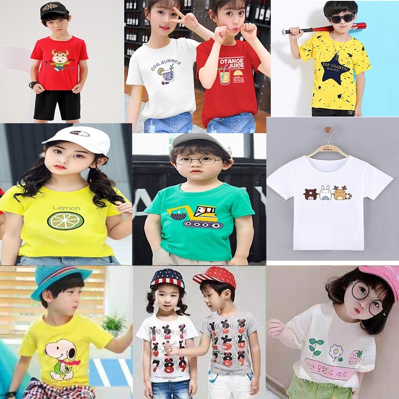 Crianças crianças roupas atacado fábrica lote reto verão crianças de manga curta meia manga camiseta comércio exterior n