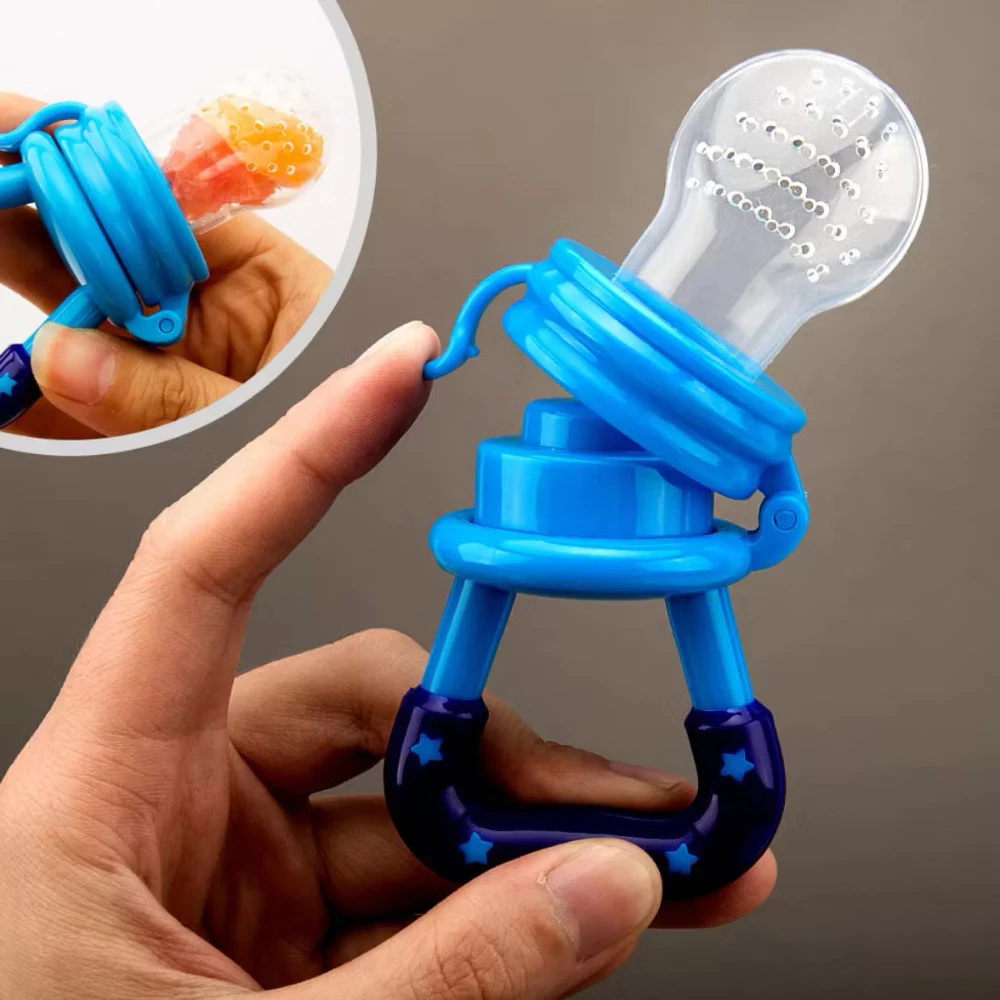 Chupeta Mordedor Alimentadora Bebê De Silicone Porta Fruta Azul e Rosa-SUN