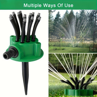 Aspersor automático de múltiplas cabeças para jardim de 360 graus, aspersor de rega, ferramenta de irrigação de jardinag