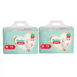 Kit 2 Fralda Infantil Pampers Premium Care Pants Tamanho M com 78 Unidades