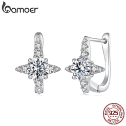 Brincos De Argola De Prata Esterlina 925 Bamoer Estrela Moissanite Joias Presentes Para Mulheres