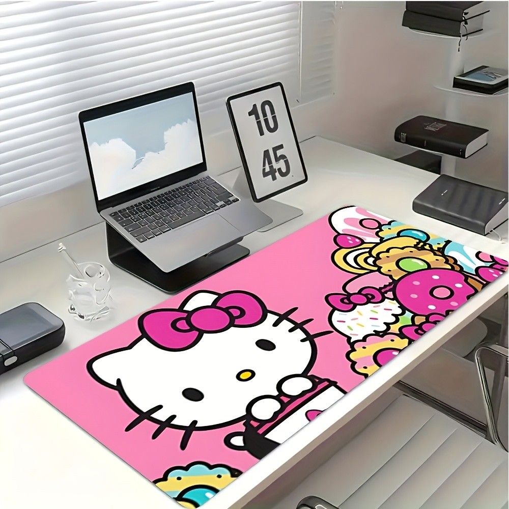 Mousepad Gamer 80x30 e 90x40cm Grande Aesthetic Kawaii Rosa Deskmat Gatinha Fofa E Doces Para Setup Estudos - SUB