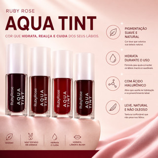 Lip Tint Hidratante Aqua Tint Ruby Rose Ácido Hialurônico e Alta Fixação