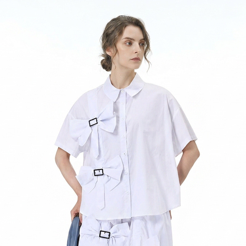 Olhos Grandes [Roupas Femininas Estilo Yamamoto] Camisa de Manga Curta-2026 Verão Plus Size Roupas Femininas Soltas Mais