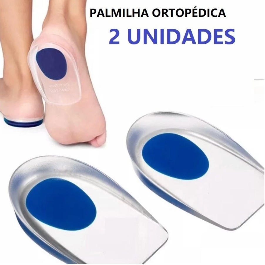 Conjunto 2 Palmilha Silicone Gel Ortopédica Esporão Calcanheira Calcanhar Transparente Confortável