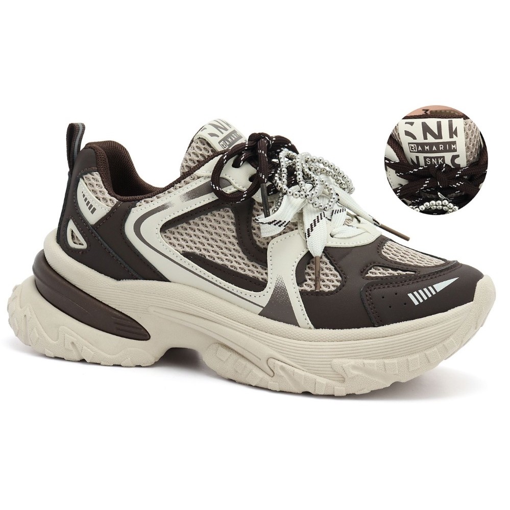 Tênis Chunky Ramarim Sneaker Feminino Cadarço Duplo Plataforma Sola Alta