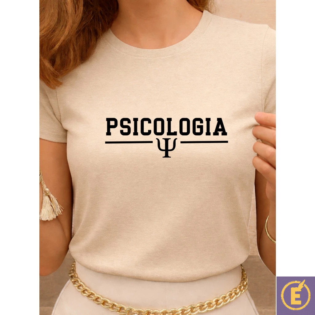 Blusa Feminina Psicologia Baby Look Estampada Faculdade com Brasão Profissão 100% Algodão