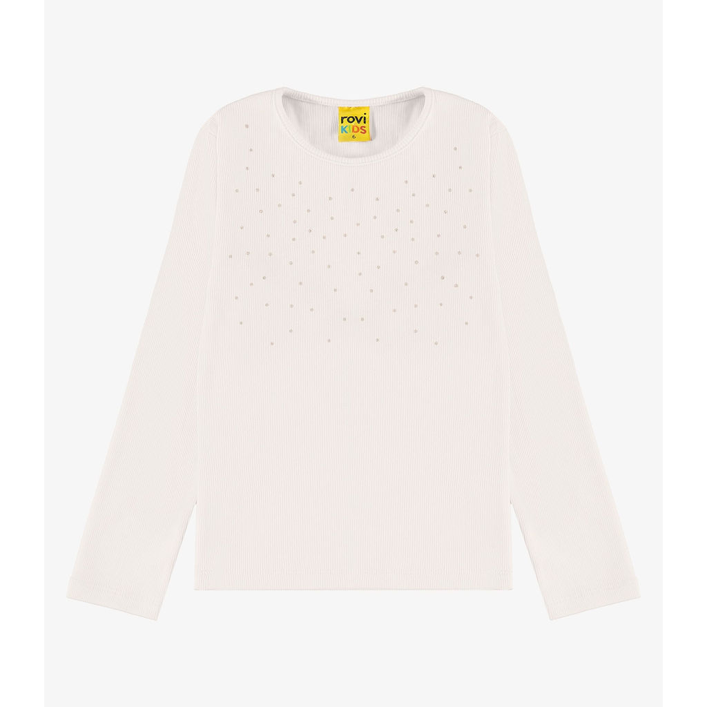 Blusa de Manga Longa em Ribana 2x1 Rovi Kids Bege