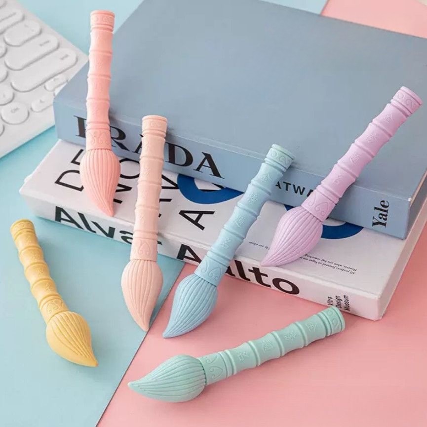 Criativo escova forma borracha lápis escola primária papelaria material escolar papelaria lápis lista de ouro título bor