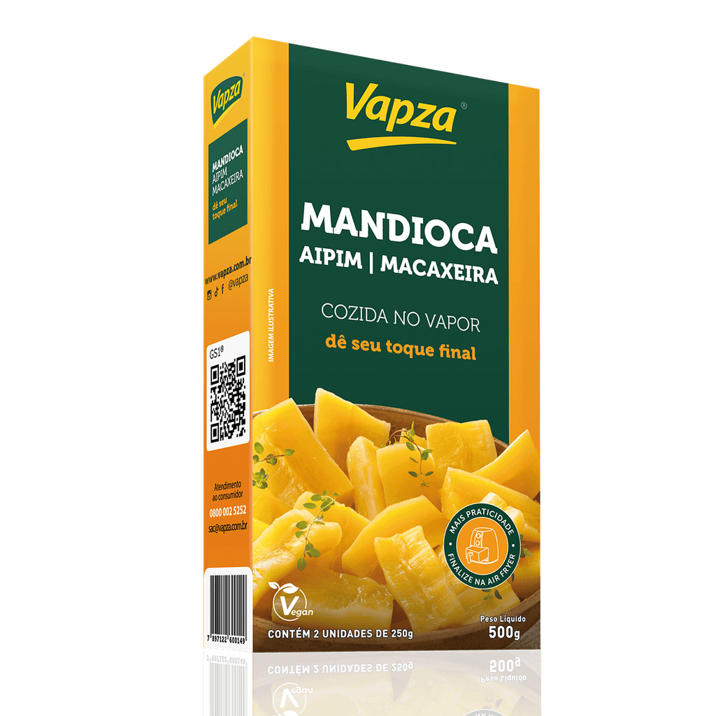 Mandioca Aipim Cozida no Vapor 500G Vapza
