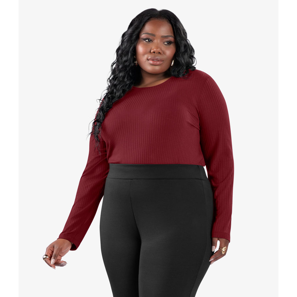 Blusa Manga Longa Ribana Canelada Secret Glam Vermelho