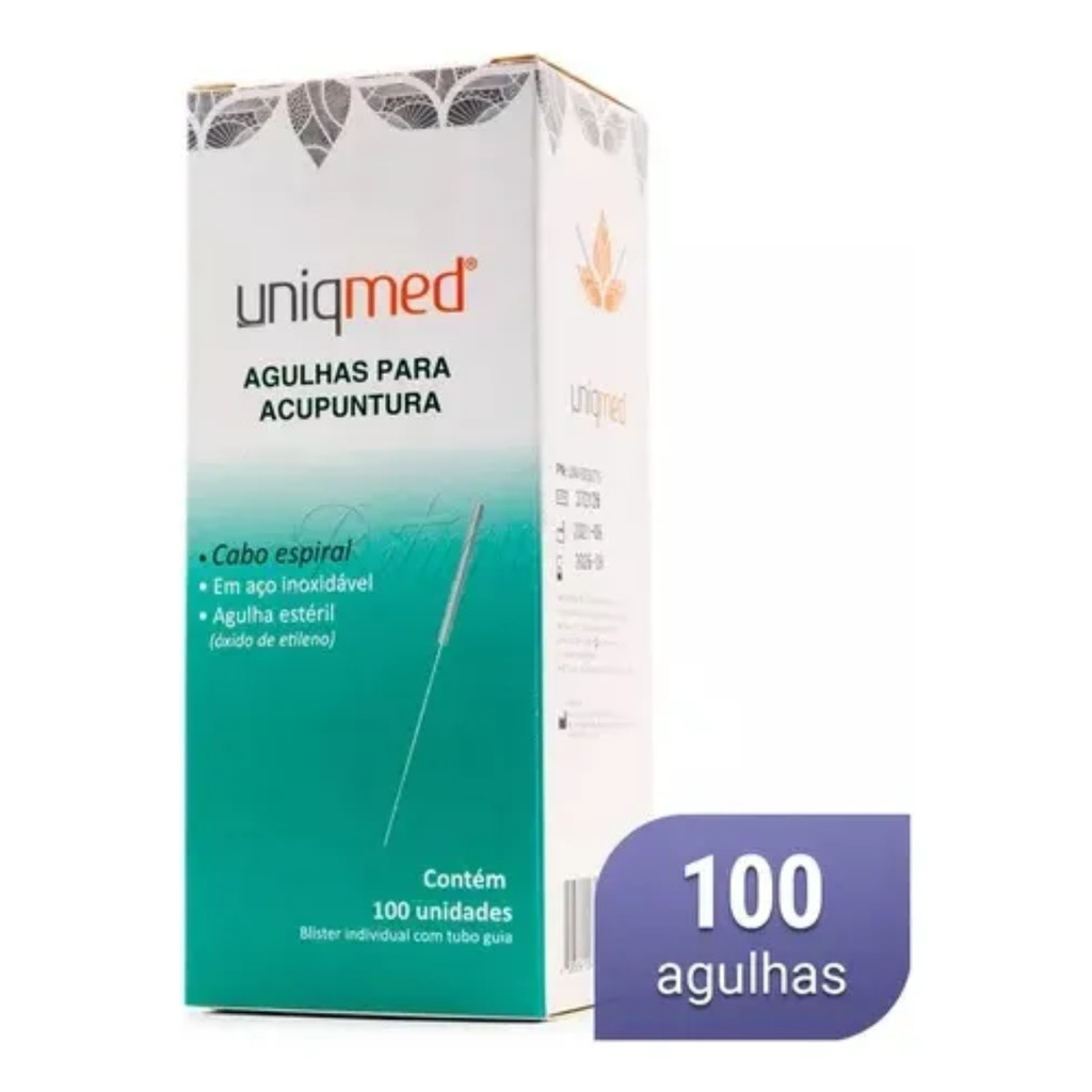AGULHA PARA ACUPUNTURA UNIQMED CX 100 UN 0,25 X 30MM