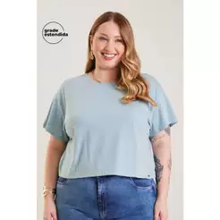 Blusa Feminina Básica Manga Curta Ampla Marialícia Verde