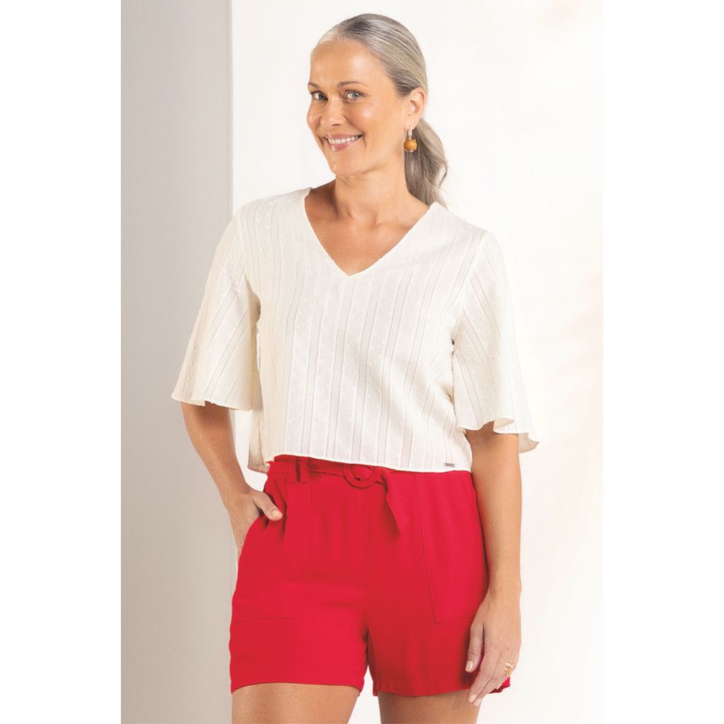 Short Feminino Com Cinto Marialícia Vermelho