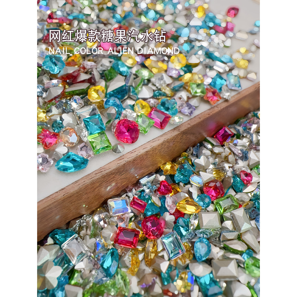 Manicure destaque influenciador doce refrigerante strass colorido em forma especial apontou fundo diamante K9 destaque p
