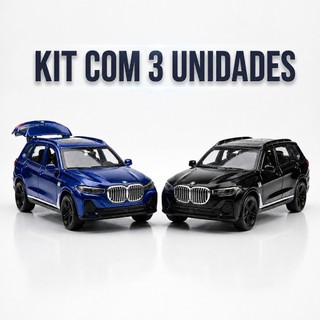 Kit 3 Carrinhos BMW X5 Miniatura Escala 1:36 de Ferro | Abre Portas e Porta-Malas | Fricção | Colecionável