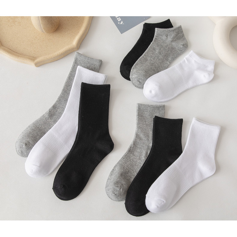 Meias masculinas preto branco primavera verão desodorante absorvente de suor respirável puro algodão médio longo tubo ou