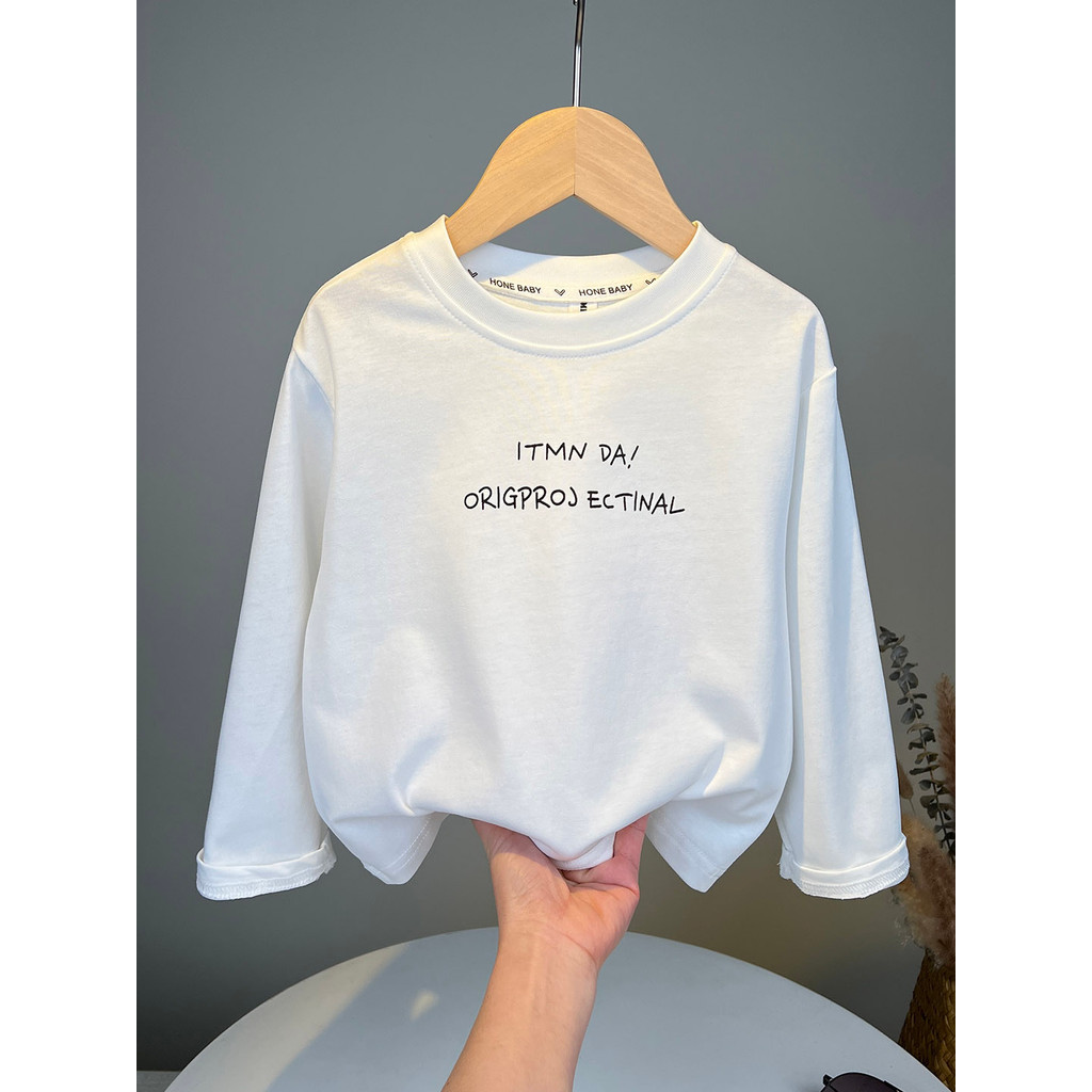 Meninos puro algodão de manga comprida camiseta outono 2026 novo estilo crianças primavera outono estilo fino camisa de 