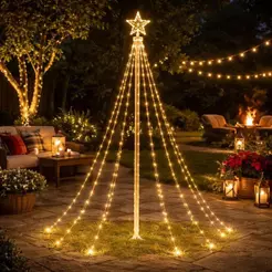 PONTEIRA DE Estrela 20CM 10LEDS + 180LEDS com 9FIO DE FADA PVC e 20LEDs por FIO 3M ALTURA 8FUNCAO COM CONTROLE REMOTO