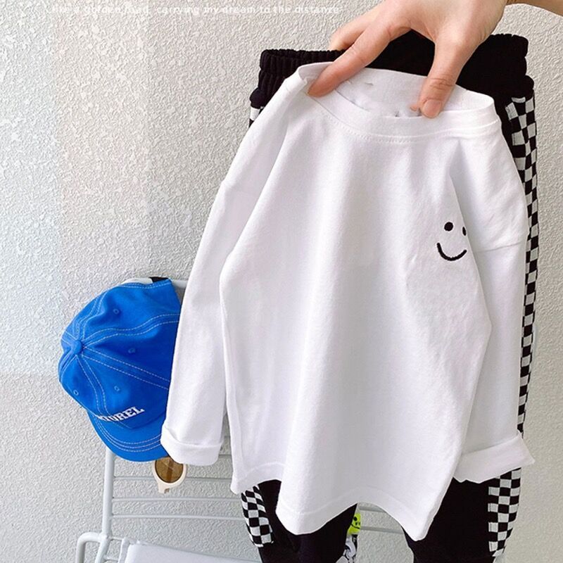 100% algodão meninos meninas crianças camisetas de manga comprida 2026 primavera outono moda médio pequeno crianças Unde