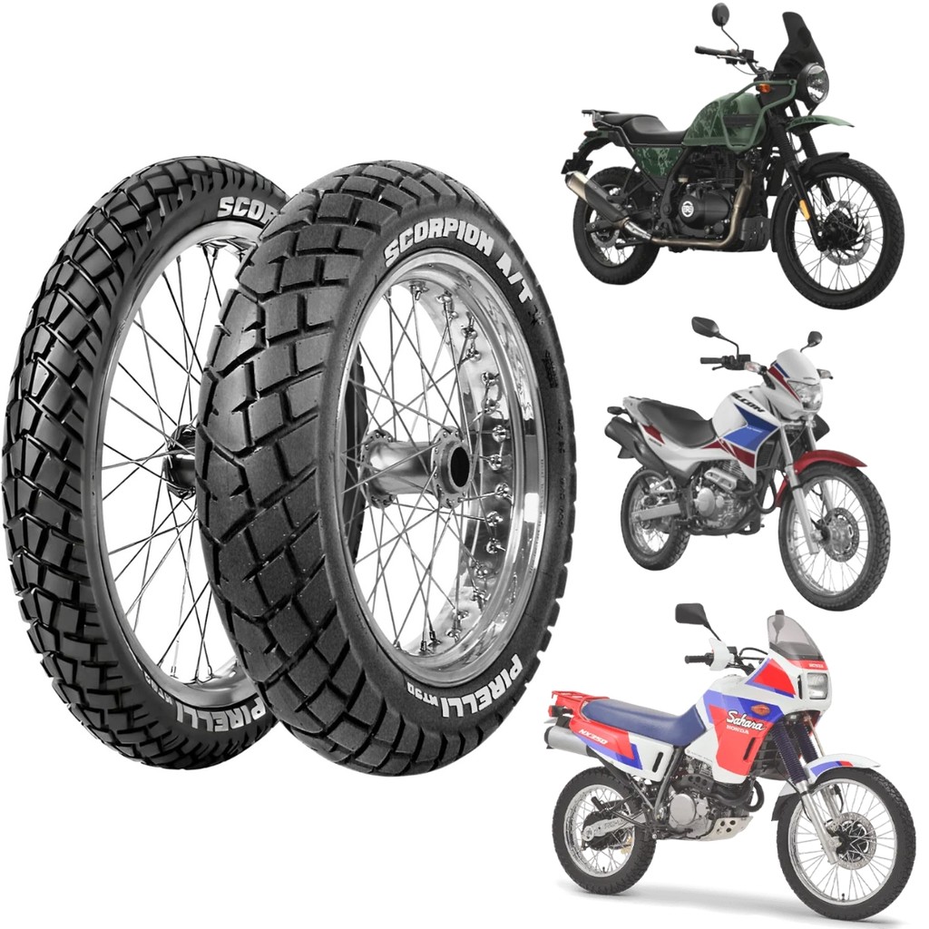 PAR PNEU 90/90-21 54S + 120/90-17 64S SCORPION MT90 USO COM CAMARA Royal Enfield Himalayan 411 NX4 Falcon NX 350 Sahara