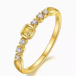 Vietnam areia cubo de ouro anel de açúcar feminino luz luxo High-End sentir amarelo diamante boca ao vivo ponto ajustáve