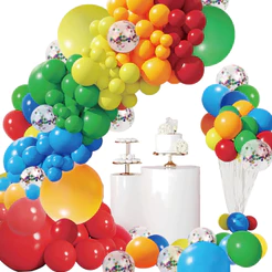 Kit Balões Arco-Íris 120 Peças para Decoração de Festa Infantil Aniversário com Confete