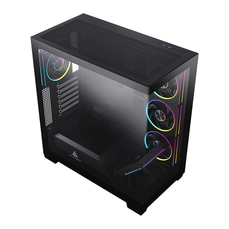 Gabinete Gamer Acegeek Nebula, ARGB, Mid-Tower, Lateral de Vidro, Com 5 Fans, Preto, AG-NEBULA-BK-I5F — imagem 2 de 2