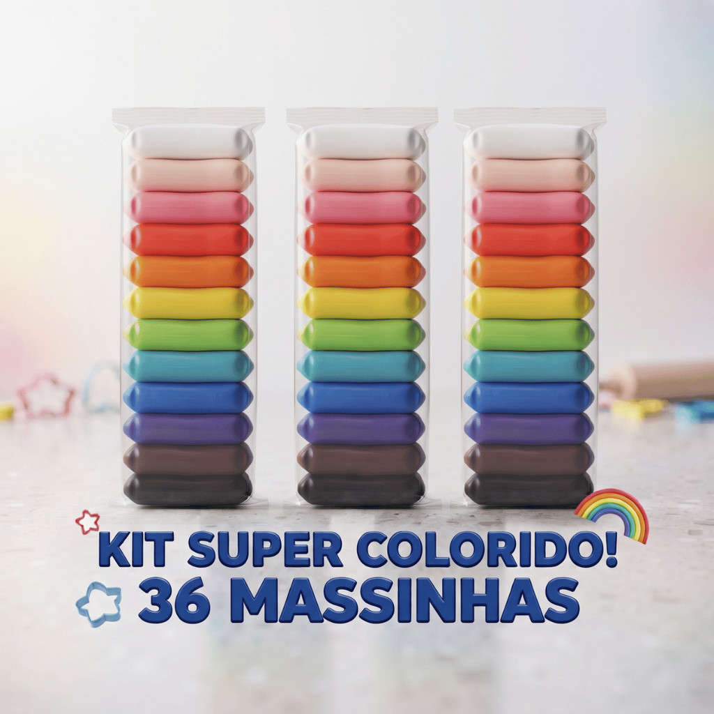 kit de Massinha De Modelar De EVA Pacote Com 12, 24 e 36 Unid. Para Crianças De Todas As Idades.