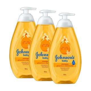 KIT 3 Shampoos Johnson's Baby Regular 750ml