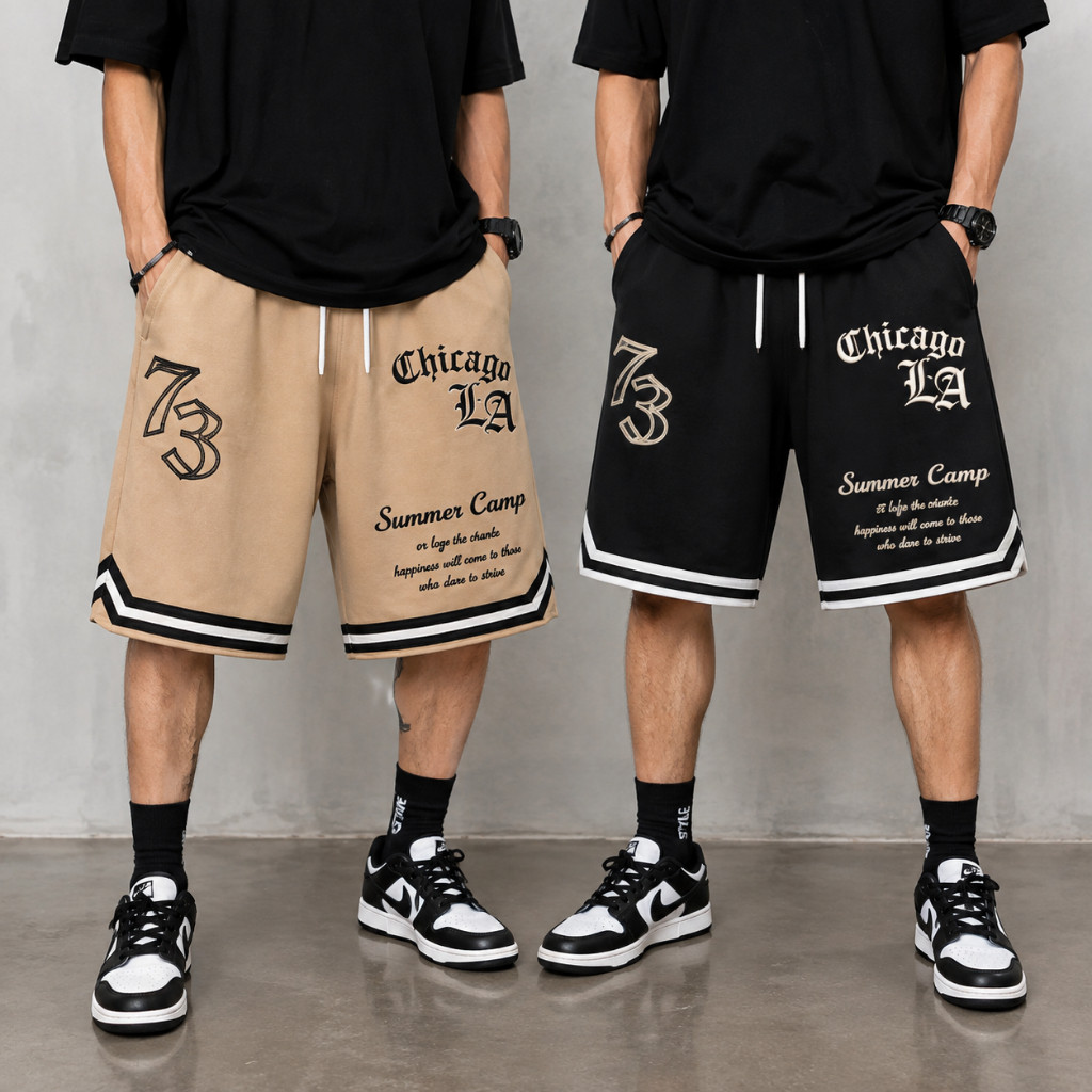 Kit 2 Bermudas Masculinas Dry Fit Basquete Streetwear Academia Casual Respirável Chicago 73
