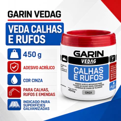 Cola Veda Calha Rufo Galvanizado 450g Cinza Alta Resistência Garin Vedag