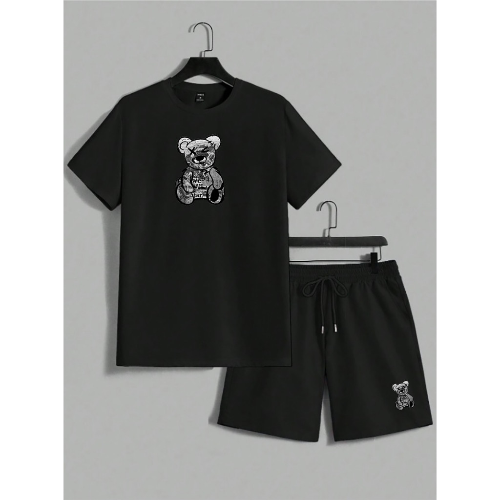 Kit Camiseta 30.1 e Short Tectel Conjunto Masculino Urso New Jornal Urbans Life