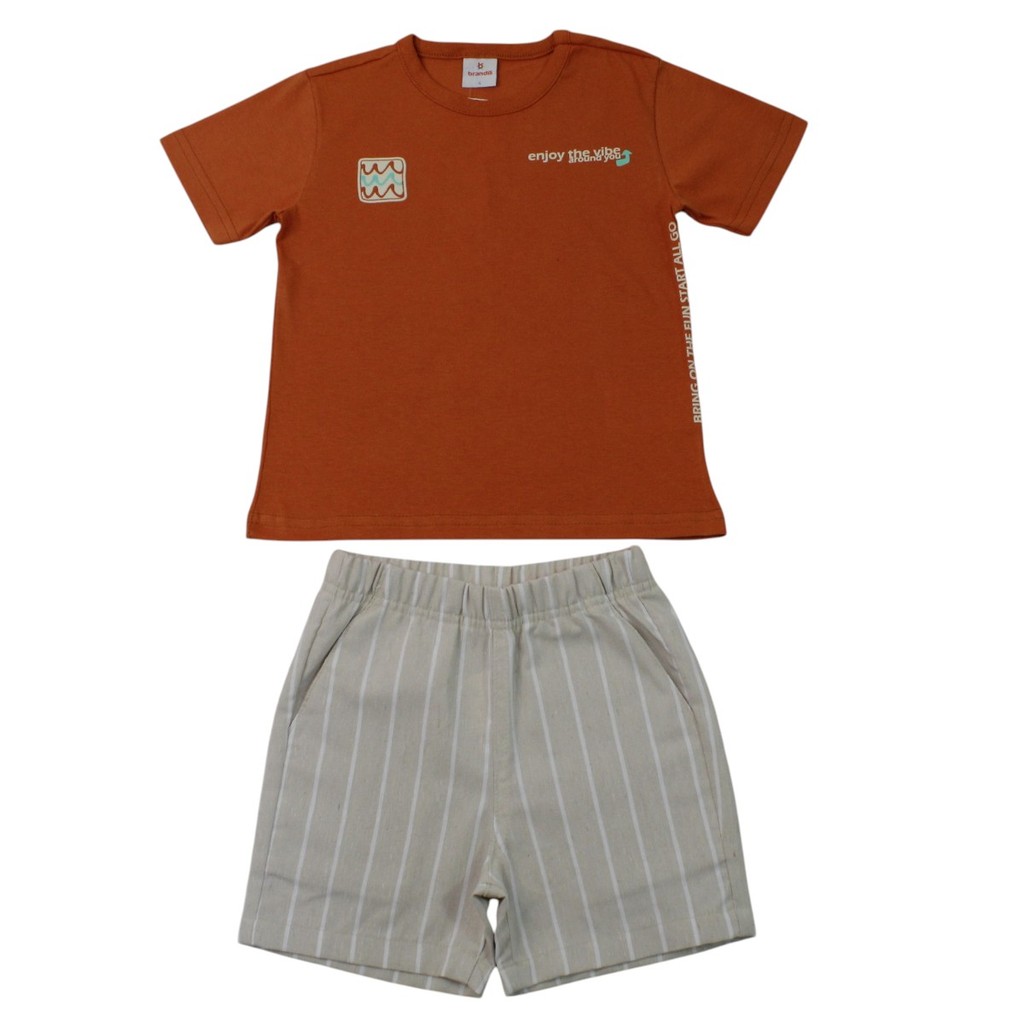 Conjunto Infantil Camiseta Estampada e Bermuda Sarja Listrada 27114 - Brandili