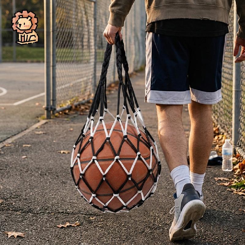 Saco De Rede De Basquete-Transportador De Bola De Nylon Durável Com Alça , Portátil De Malha Cordão